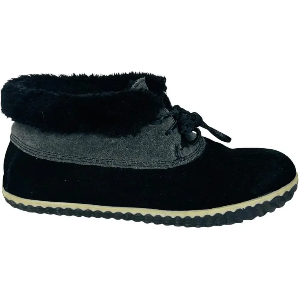 Sperry Top Sider Women's Elayna Duck Black Suede Sherpa Lined Boots Size 10